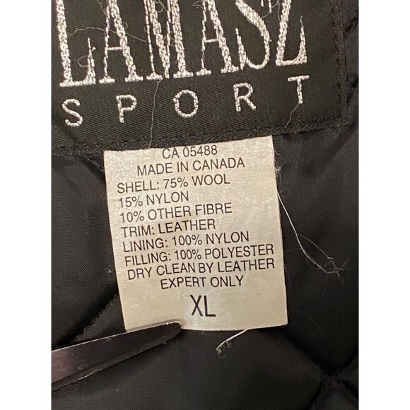 Vtg LAMASZ Wool Bomber Jacket Men's XL Black Leather Fox Sports TV Rocky Mtn - Picture 8 of 9